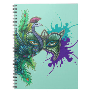Caderno Espiral Máscara - pavão