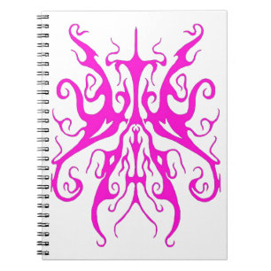 Caderno Espiral Máscara Tribal Rosa Elegante Design Abstrato