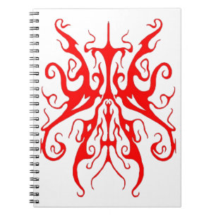 Caderno Espiral Máscara Tribal Vermelha Elegante Design Abstrato