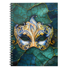 Caderno Espiral Máscara Venetiana sobre fundo azul-lacrimogêneo