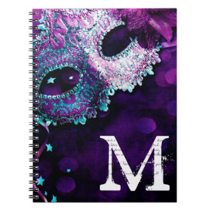 Caderno Espiral Mascarada Mask Costume Monograma Nota Inicial