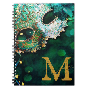 Caderno Espiral Mascarada Mask Costume Monograma Nota Inicial