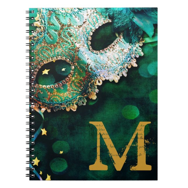 Caderno Espiral Mascarada Mask Costume Monograma Nota Inicial (Frente)
