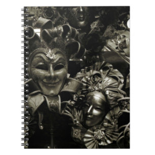 Caderno Espiral Máscaras de Mascarada Gótica Escura Pretas