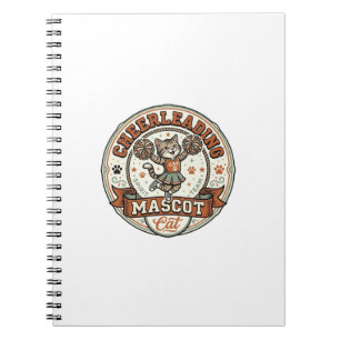 Caderno Espiral Mascote de Cheerleading Gato Mascote de Cheerleadi
