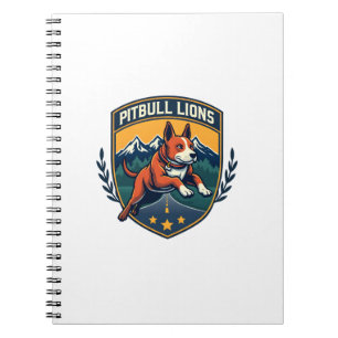 Caderno Espiral Mascote Vintage Leões Pitbull Crachá Esportivo Vet