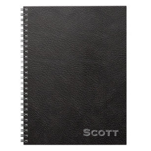 Caderno Espiral Masculino de couro preto rústico personalizado
