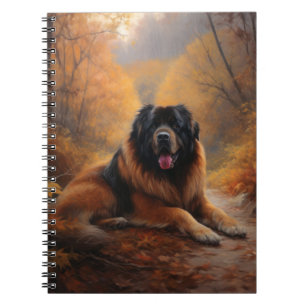 Caderno Espiral Mastiff Tibetano no outono deixa cair inspiração