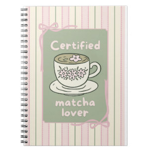 caderno espiral matcha chá verde bebida fofa