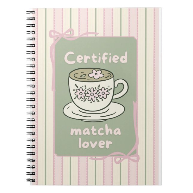 caderno espiral matcha chá verde bebida fofa (Frente)