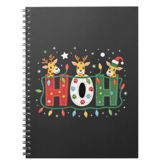 Caderno Espiral Matching Christmas Santa Hat Ho Ho Ho Giraffe Anim