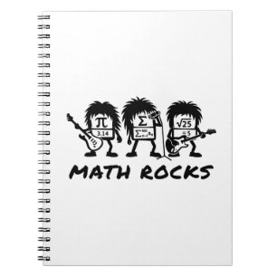 Caderno Espiral Matemática Rochas Humor de Banda de Rock Acadêmica