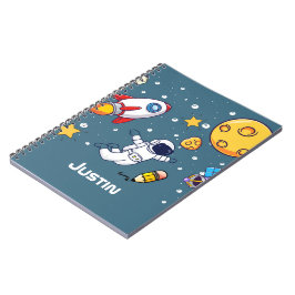 Caderno Espiral Material Escolar Personalizado de Astronauta no Es