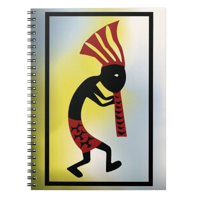Caderno Espiral Matizes vermelhos e amarelos do notebook Kokopelli (Frente)