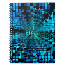 Matriz de pixels azuis | Notebook espiral personal