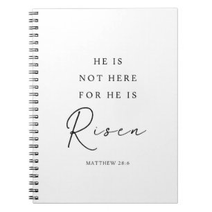 Caderno Espiral Matthew 28:6 Ele é Risen, Páscoa Cristã
