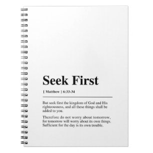 Caderno Espiral Matthew 6:33-34 Procure primeiro
