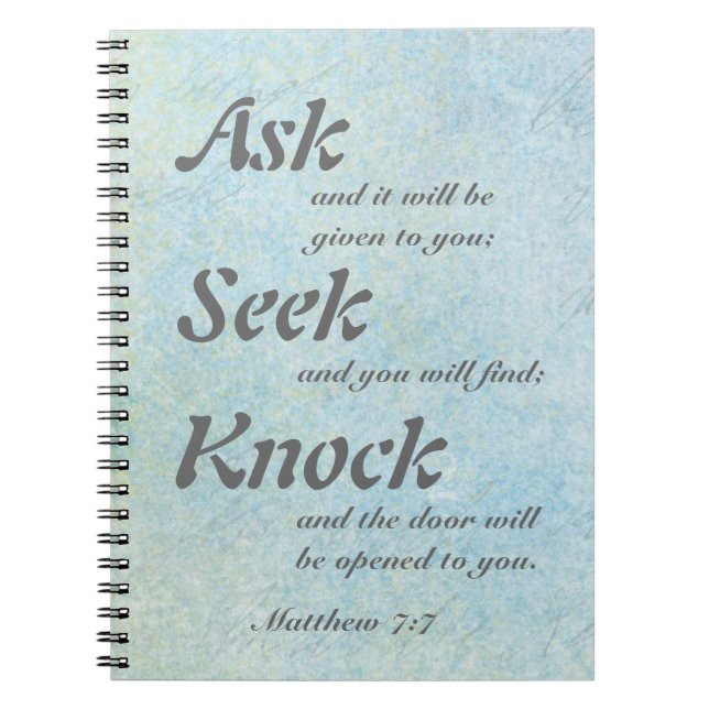 Caderno Espiral Matthew 7:7, Notebook (Frente)