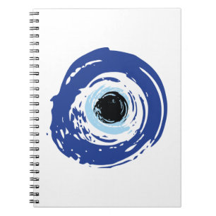 Caderno Espiral Mau Olho Artístico Azul Grego