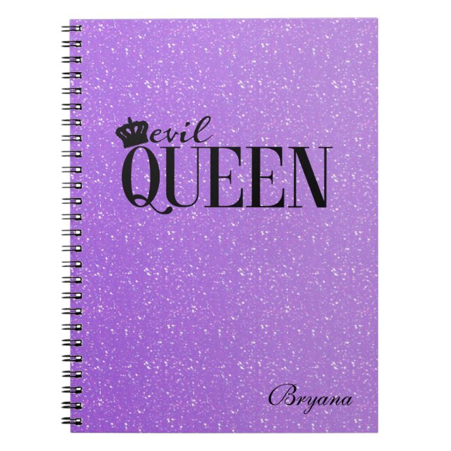 Caderno Espiral MAU QUEEN Diário para notebook com Glitter Roxo (Frente)