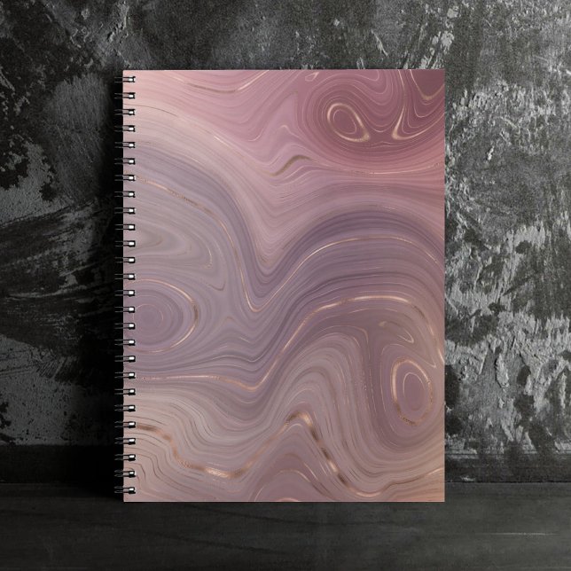 Caderno Espiral Mauve Strata | Cinza-rosa poeirento e agato Dourad (Criador carregado)