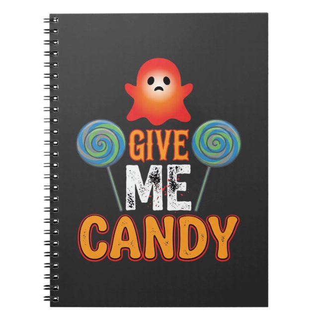 Caderno Espiral Me Dê Doce Fantasma de Halloween_1 (Frente)