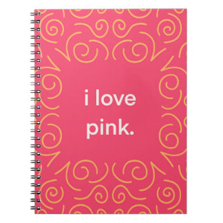 Caderno Espiral Me encanta la música espresso rosa.