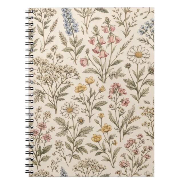 Caderno Espiral Meadow Botanica – Vintage Wildflower (Frente)
