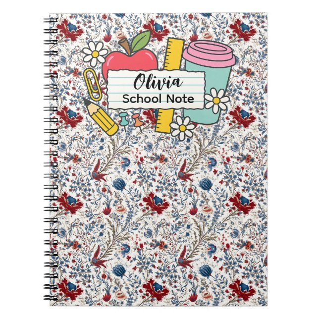 Caderno Espiral meadow floral Back to School Supplies Teachers  (Frente)