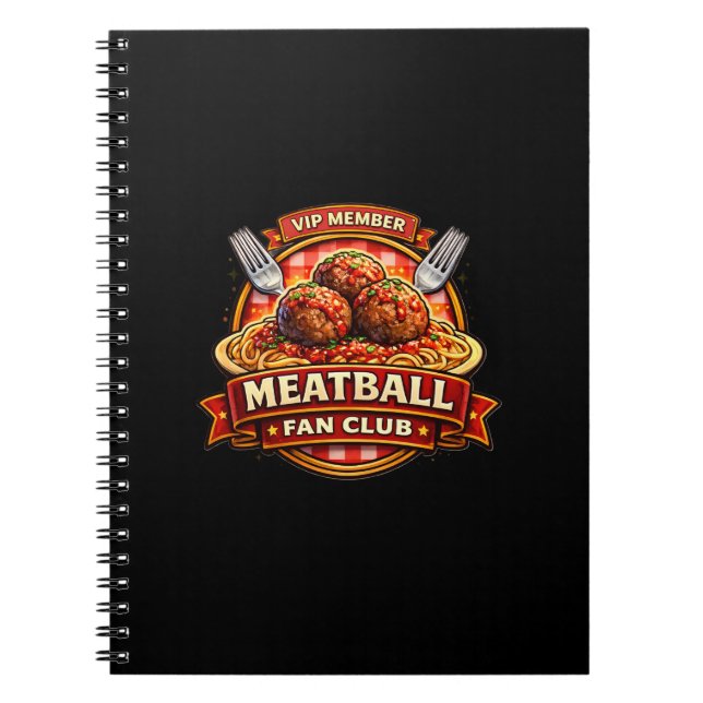 Caderno Espiral Meatball Fan Club VIP Member – Retro Italian Food  (Frente)