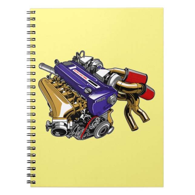 CADERNO ESPIRAL MECANISMO TURBO DE SEIS CILINDROS DO JDM (Frente)