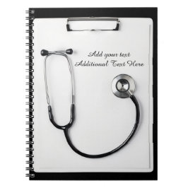 Caderno Espiral Medical Black Stethoscope Logo clipboard