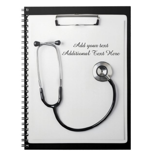 Caderno Espiral Medical Black Stethoscope Logo clipboard (Frente)