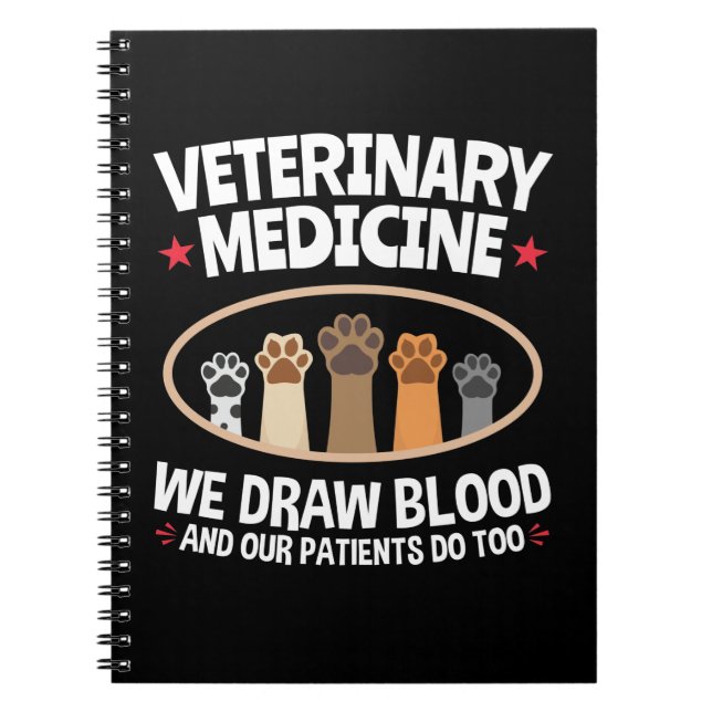 Caderno Espiral Medicina Veterinária Nós Desenhar Sangue Engraçado (Frente)