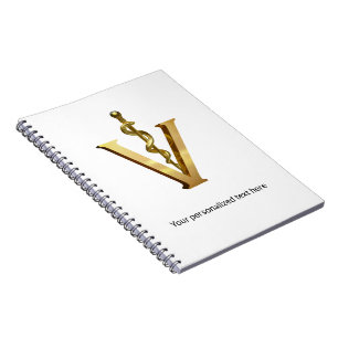 Caderno Espiral Medicina Veterinária Ouro V Elegante Asclepius
