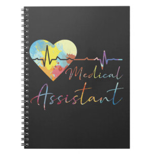 Caderno Espiral Médico Assistente Hospital EKG Pulse Watercolor