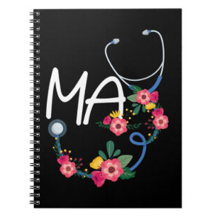 Caderno Espiral Médico Assistente Hospital Estetoscópio Vermelhi
