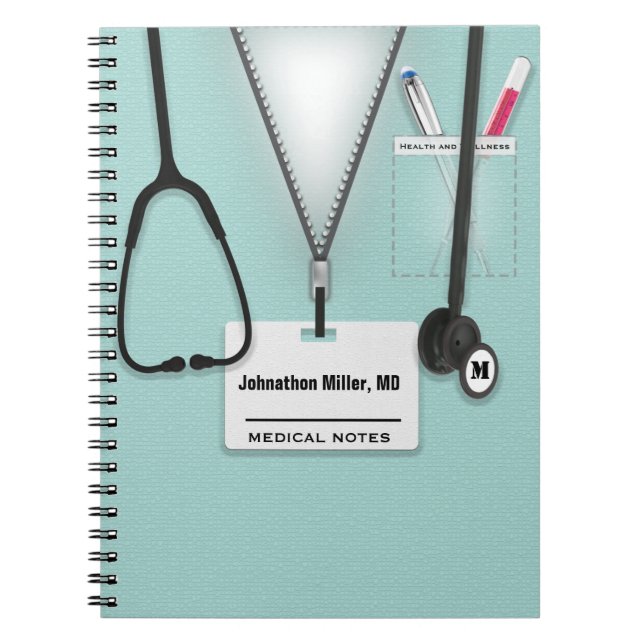 Caderno Espiral Médico, enfermeiro ou cuidador (Frente)