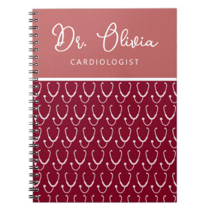 Caderno Espiral Médico Personalizado de Padrão de Estetoscópio Bur