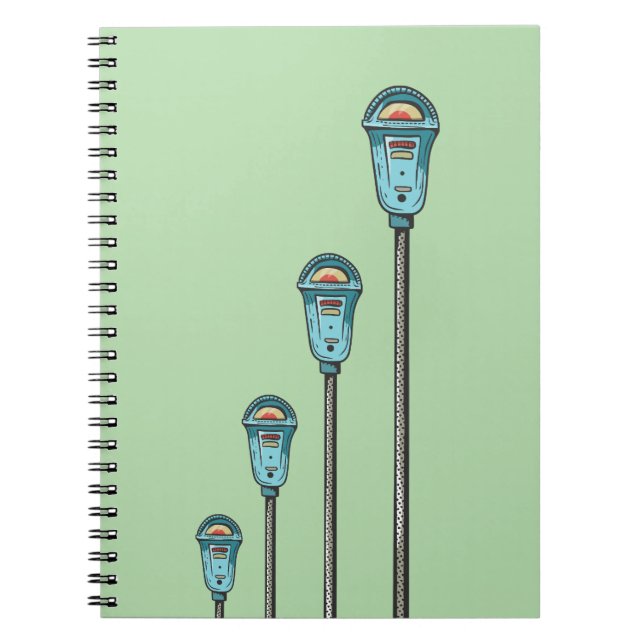 Caderno Espiral Medidor de estacionamento retrô (Frente)