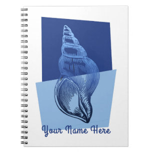 Caderno Espiral Médio Moderno Turban Shell Impressão Blue
