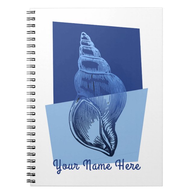 Caderno Espiral Médio Moderno Turban Shell Impressão Blue (Frente)