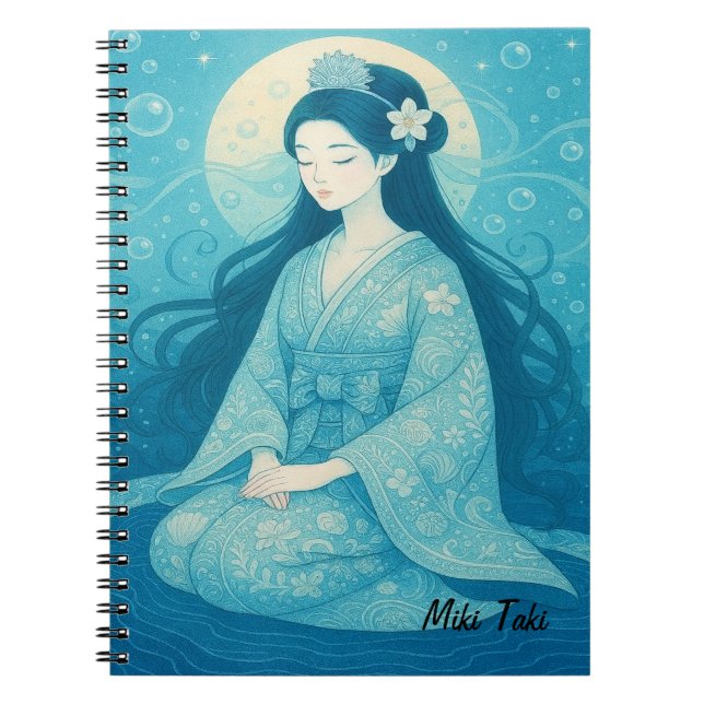 Caderno Espiral Meditação de Ioga de Zen Personalizada Azul (Frente)