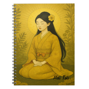 Caderno Espiral Meditação de Ioga Zen Personalizada - Amarelo de I