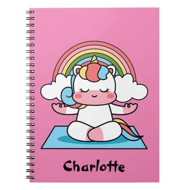 Caderno Espiral Meditação de Unicórnio Personalizada (Frente)