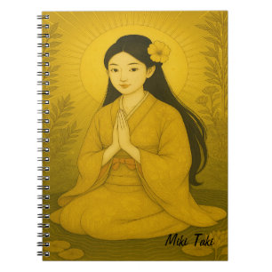 Caderno Espiral Meditação de Zen Yoga personalizada Art Yello
