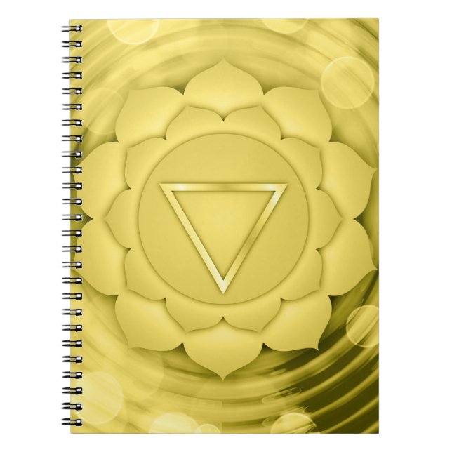 Caderno Espiral Meditação Espiritual de Chakra Zen Yoga, Dourada E (Frente)