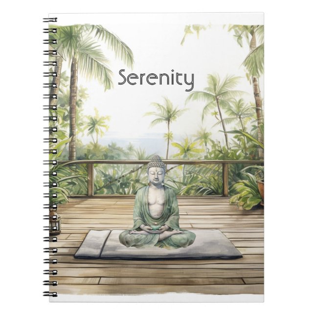 Caderno Espiral Meditação Pose de Yoga Serenidade Buda (Frente)