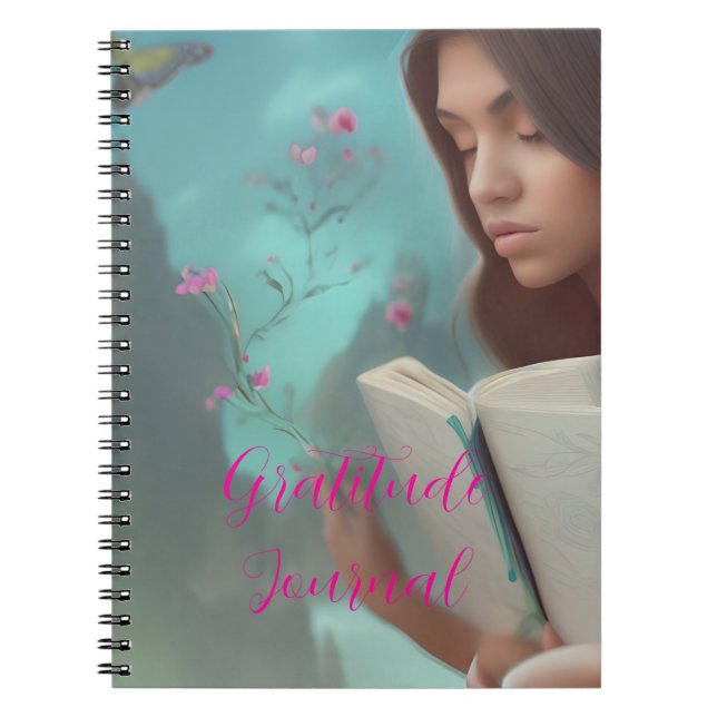 Caderno Espiral Meditação Rosa Bonita - Diário de Gratidão (Frente)