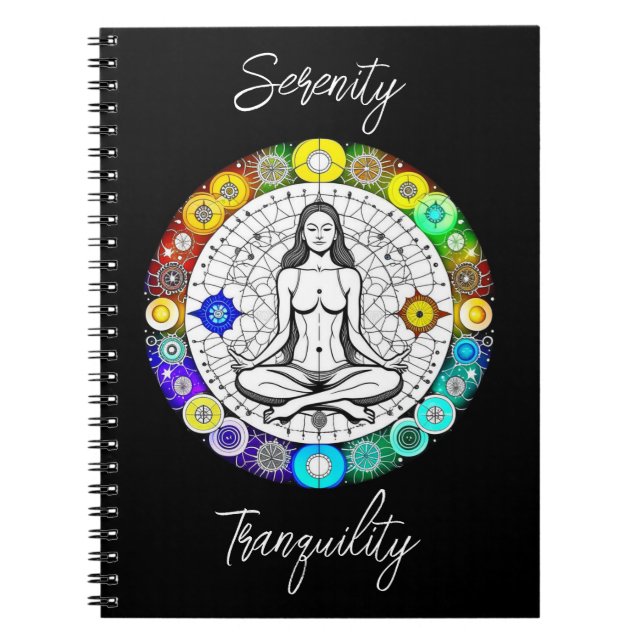Caderno Espiral Meditação Tranquil e Serena Pacífica (Frente)